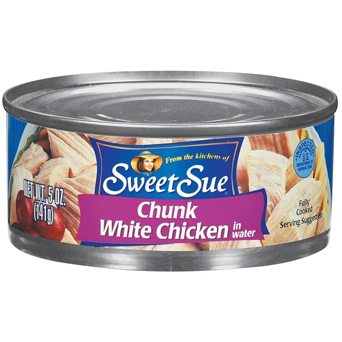 Sweet Sue Chunk White Chicken in Water, 5 oz Can (Pack of 1) - 11g Protein per Serving - Gluten