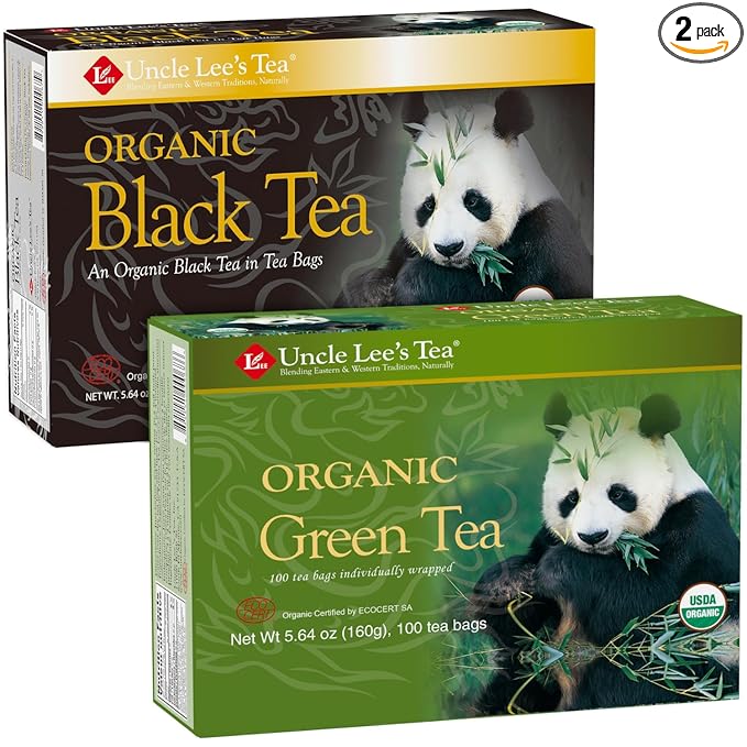Uncle Lee's Organic Black and Green Tea Variety 2-Pack ??Premium Organic Tea, Antioxidant-Rich