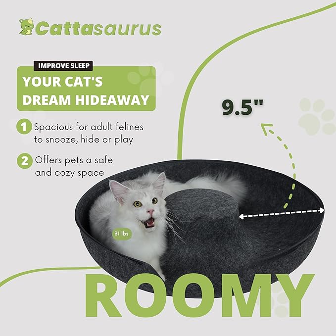 CATTASAURUS Peekaboo Cat Cave for Multiple & Large Cats Up to 30-45 Lbs, Scratch Detachable &