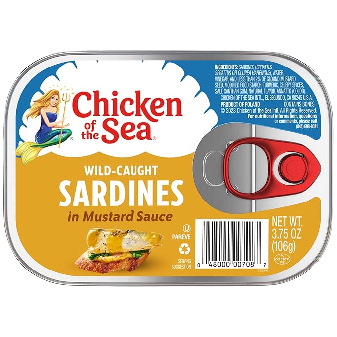 Chicken of the Sea Sardines in Mustard Sauce, 3.75 Ounce Can (Pack of 1), Wild Caught Canned