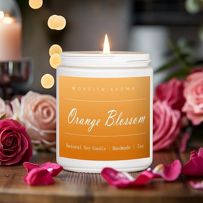 MOASITN Orange Blossom Highly Scented Candles for Home| Natural Soy Aromatherapy Candle| Handmade