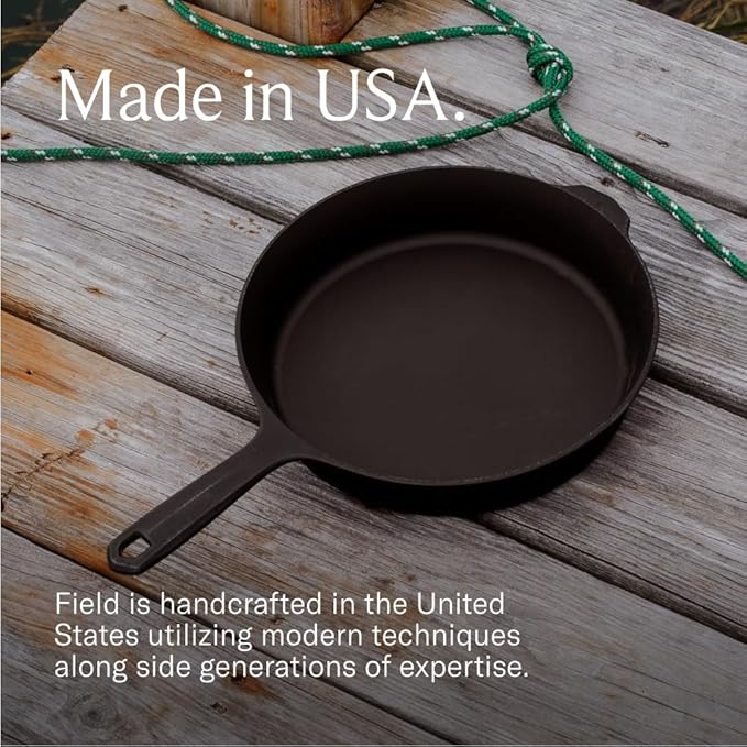 Field Company 11.63 Inch (Large) Cast Iron Skillet – No.10, Perfect for 4-6 Servings, Lightweight &