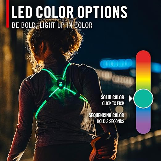 COAST LH150 Version 2.0 Rechargeable LED Hi-Vis Lighted Vest, 6+ Color Modes, Reflective, One Size