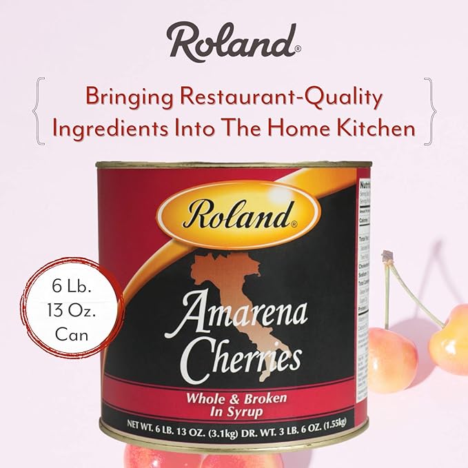Roland Foods Whole Pitted Amarena Cherries in Syrup, Specialty Imported Food, 6.83 Pound Can, Pack