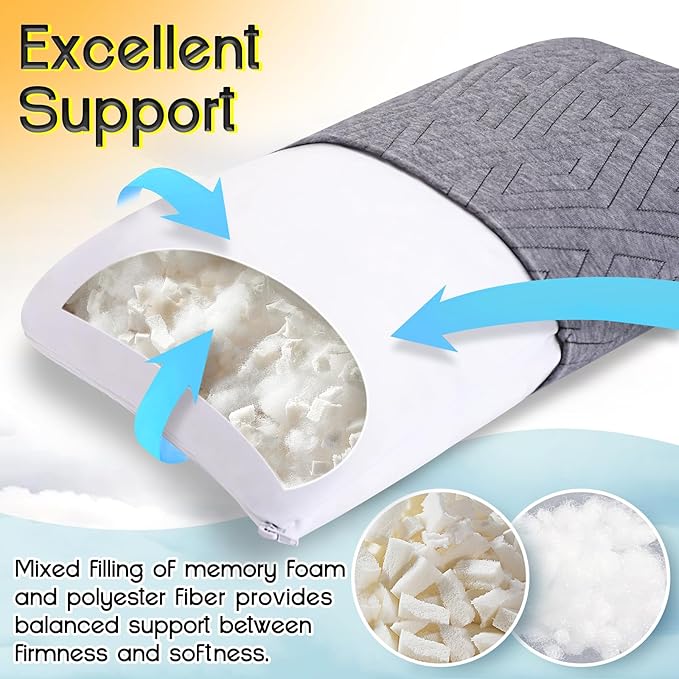 Travel Pillow for Sleeping Camping, Memory Foam Small Pillow with Breathable Cover for Backpacking