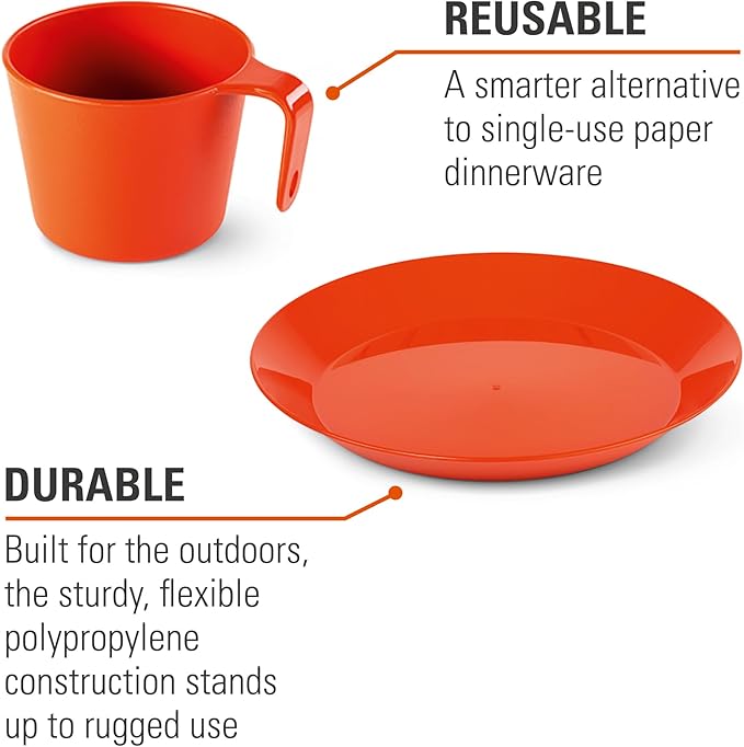 GSI Outdoors Cascadian 1 Person Table Set I 6-Piece Camping, Backpacking Mess Kit, Plastic BPA