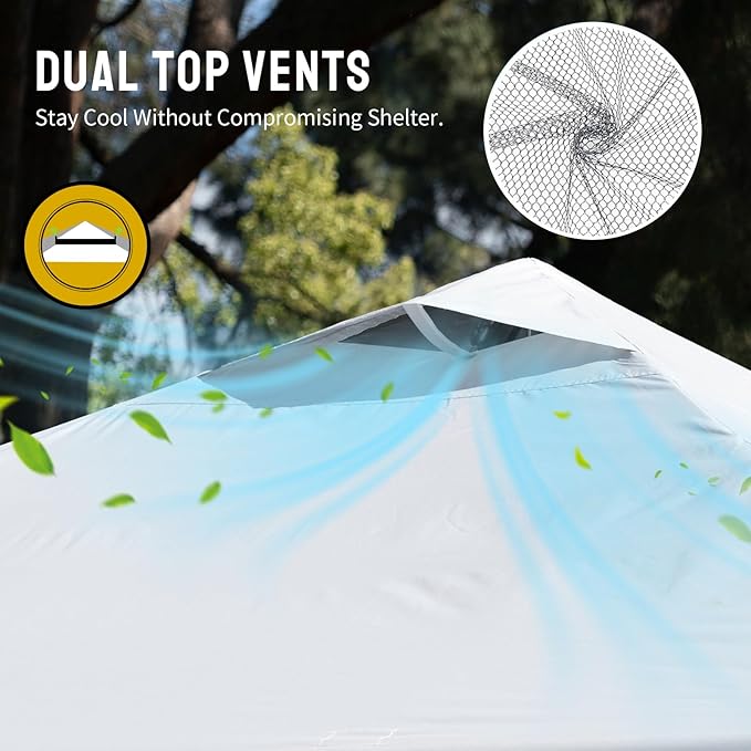 CROWN SHADES 12x12 Pop Up Canopy Outside Canopy, Patented One Push Tent Canopy with Wheeled Carry