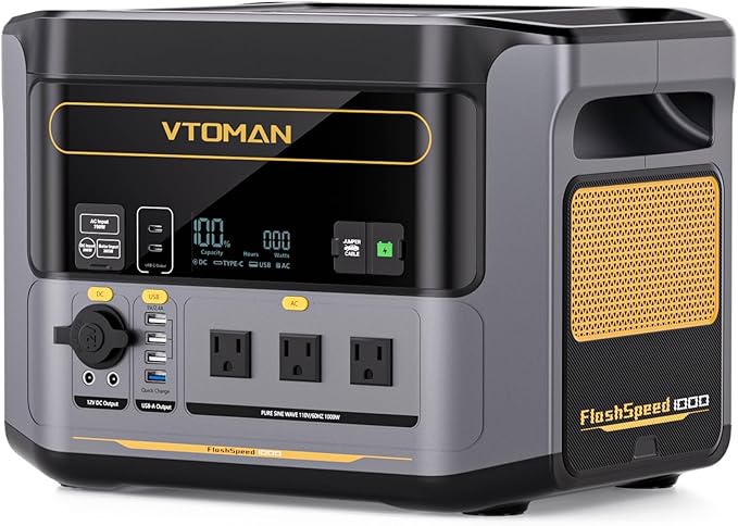VTOMAN FlashSpeed 1000 Portable Power Station, 828Wh LiFePO4 Battery Solar Generator with