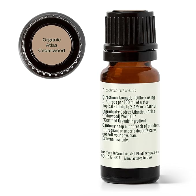 Plant Therapy Organic Atlas Cedarwood Essential Oil 100% Pure, USDA Certified Organic, Undiluted