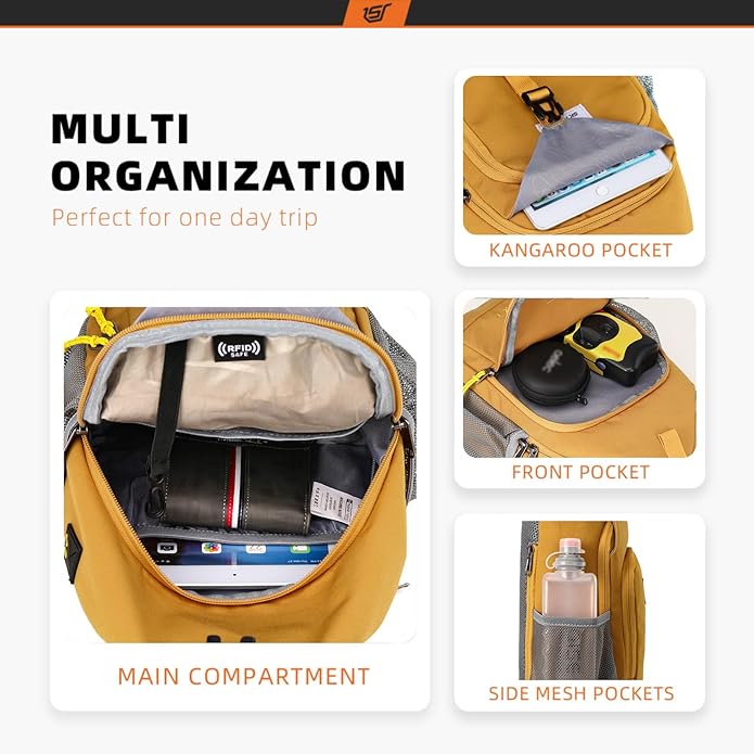 SKYSPER Sling Bag RFID Crossbody Sling Backpack Cross Body Shoulder Bag Travel Hiking Daypack for