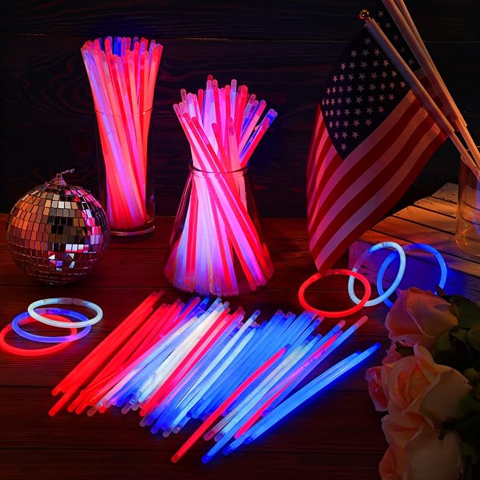 Hanaive 300 Pcs Glow Sticks Bulk 8 Inch Glow in The Dark Party Favors Neon Bracelets and Necklaces