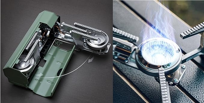 ONLYFIRE OUTDOOR LIVING Foldable Camping Stove with Storage Bag, Portable Butane Stove with Bottle