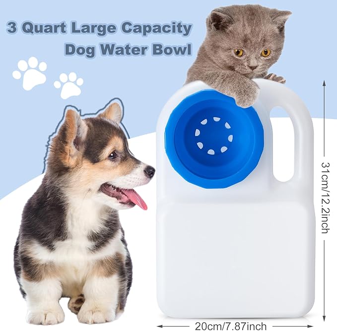 2 Pcs 3 Quart Dog Travel Water Bowl Portable Pet No Spill Water Bowl for Pet Dispenser for Small