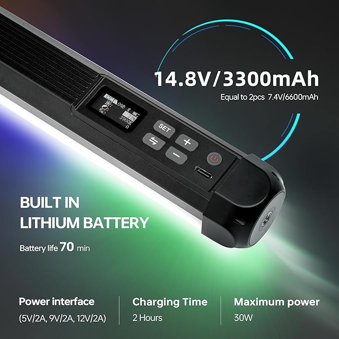 VILTROX K90 2 Pack RGB Tube Light, 30W 38inch Large RGBWY Photography LED Video Stick Light Wand