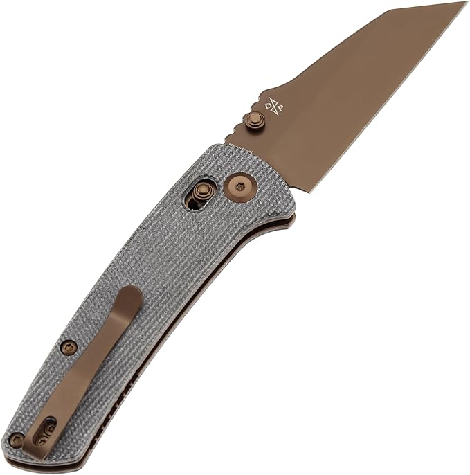 KANSEPT Main Street Pocket Folding Knife, 3.36''Rose Gold Coated 154CM Sharp Blade, Black Micarta