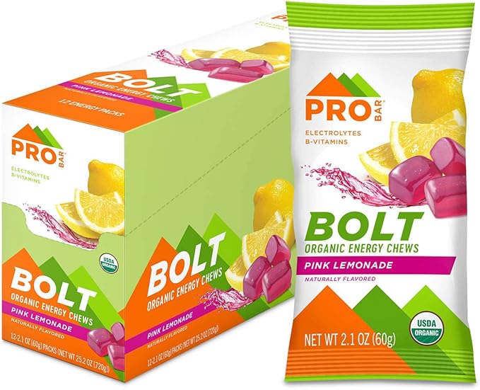 PROBAR - BOLT Organic Energy Chews, Pink Lemonade, Non-GMO, Gluten-Free, USDA Certified Organic