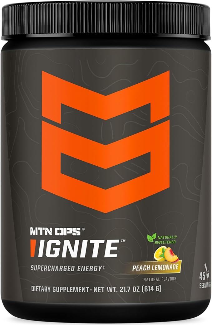 MTN OPS Ignite Energy Drink Powder, Naturally Gluten Free & Sweetened with Monk Fruit, Nitric Oxide