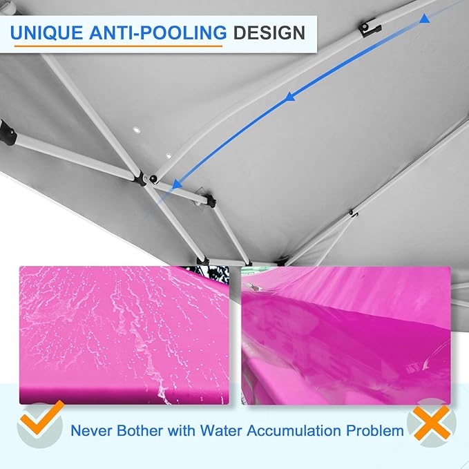 EAGLE PEAK Pop Up Canopy Tent with Wheeled Carry Bag, 8 Stakes, 4 Ropes, 4 Weight Bags, Easy Set Up