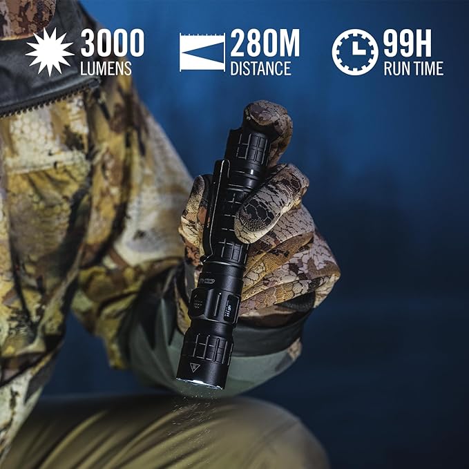 Coast TX300R 3000 Lumen Rechargeable Long Range Tactical LED Flashlight with Strobe, Spot and Flood
