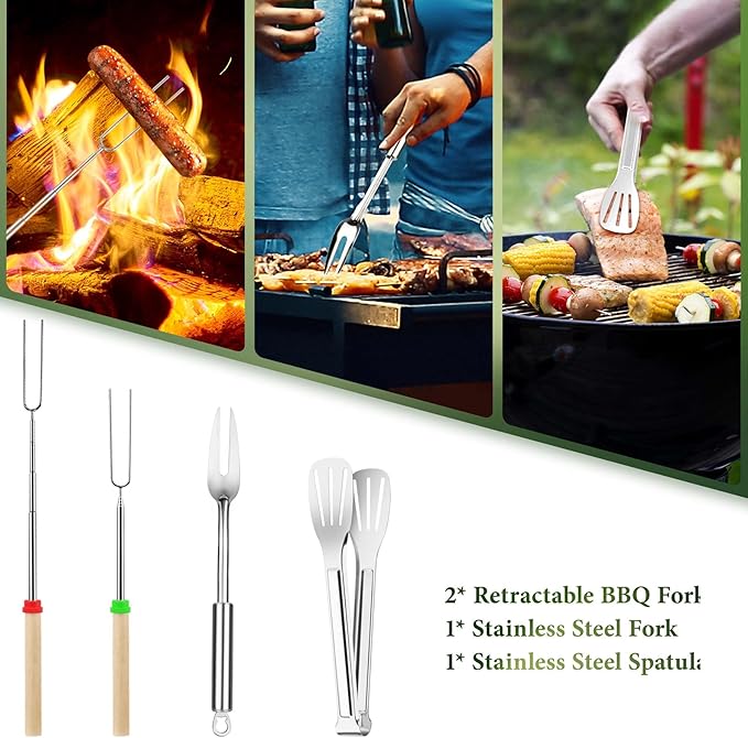 Camping Cooking Utensils Set, Stainless Steel Grill Tools, Camping BBQ Cookware Gear and Equipment