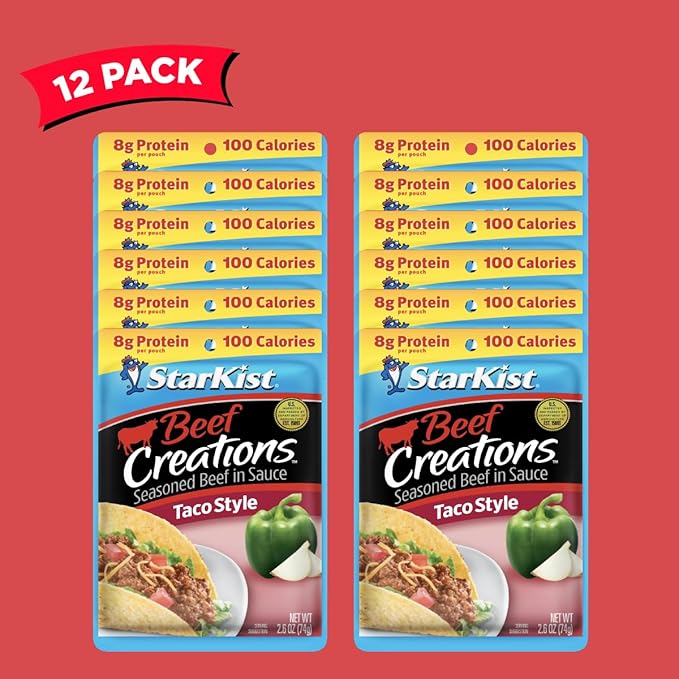 StarKist Beef Creations Taco Style, 2.6 oz Pouch, 12 pack