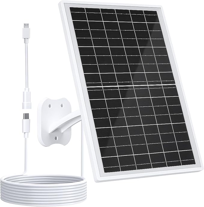 Zivif 13W Solar Panel for Outdoor Security Cameras, USB-C, Micro USB & 5.5x2.1mm DC Output, 360°