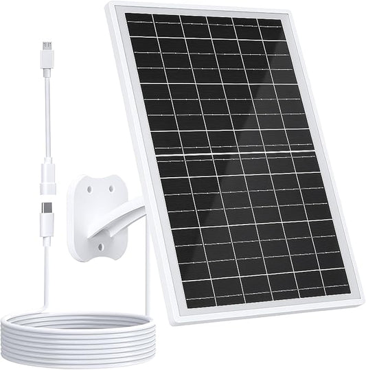 Zivif 13W Solar Panel for Outdoor Security Cameras, USB-C, Micro USB & 5.5x2.1mm DC Output, 360°