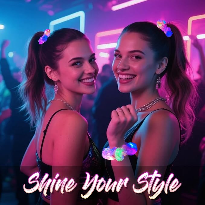 40 PCS Light up Scrunchies, 3 Glow Mode, LED Hair Accessories for Women, Glow in the Dark Party