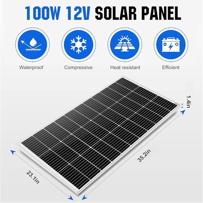 ECO-WORTHY 100 Watt 12 Volt Solar Panel Kit for RV Battery Boat Trailer Cabin Garden Shed Home: