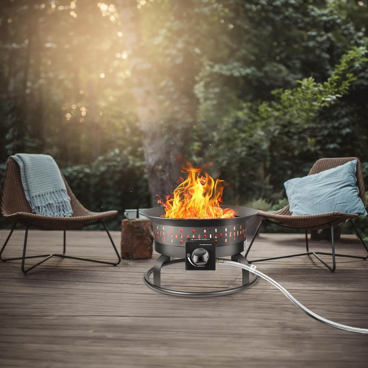 GasBRUH Outdoor Portable Propane Fire Pit, 19-Inch,60,000 BTU with Cover&Carry Kit,Camping Propane
