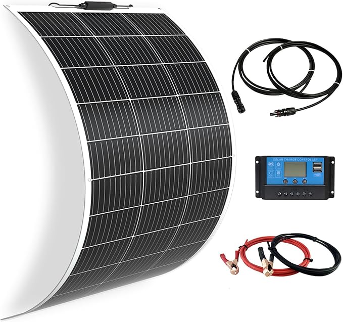 Flexible Solar Panel kit 100W 12V, monocrystalline Solar Panel10A Charge Controller,Extension