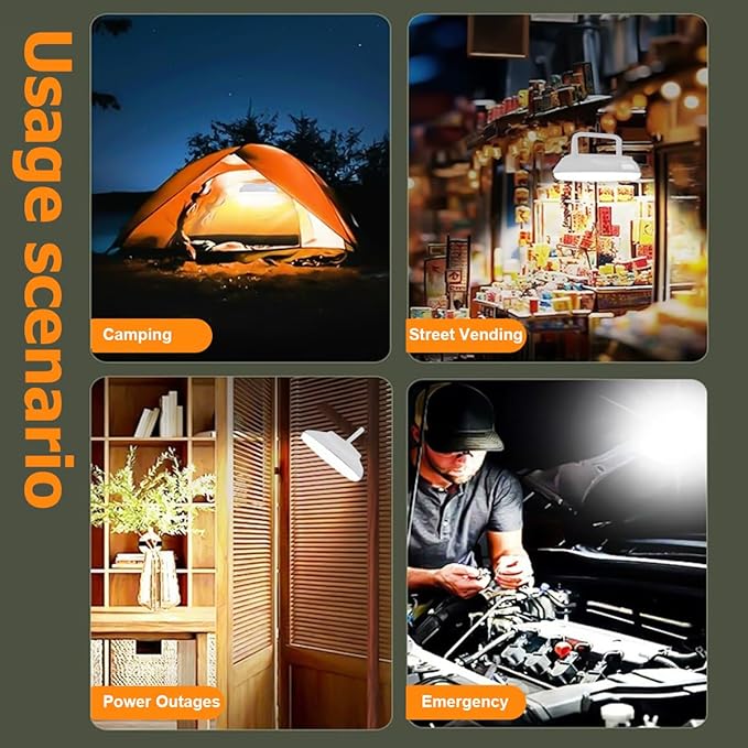 4500LM Solar Camping Light - Portable Camping Lantern Hanging Waterproof Tent Lights, Bright USB