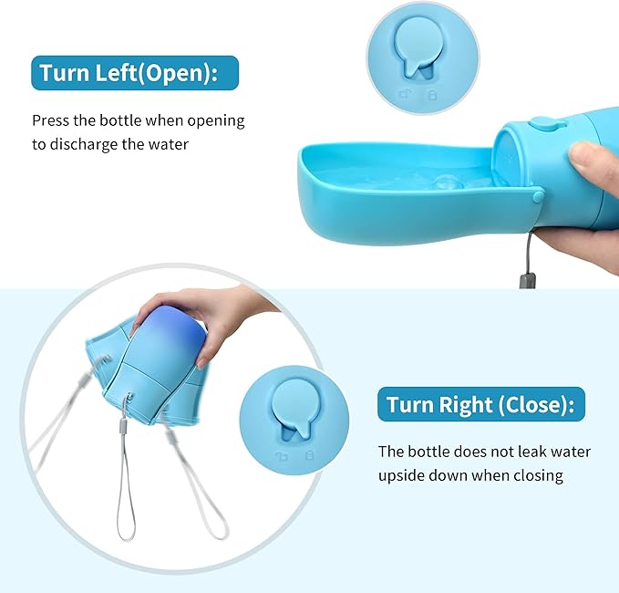 Dog Water Bottle, Travel Puppy Water Bowl, Leak Proof Portable Puppy Water Dispenser, Foldable Dog