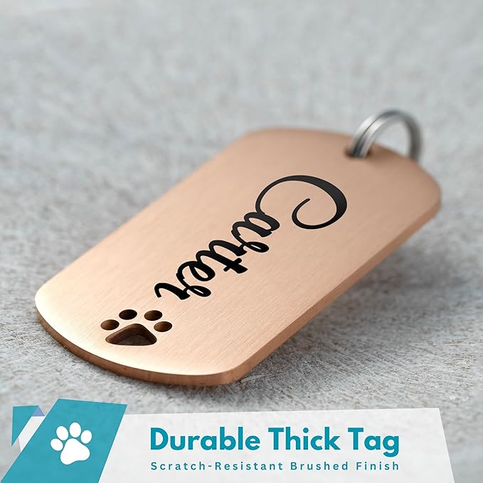 Ultra Joys Dog Tags Personalized for Pets - Hollow Paw Custom Pet ID Tag - Engraved Dog Tag for
