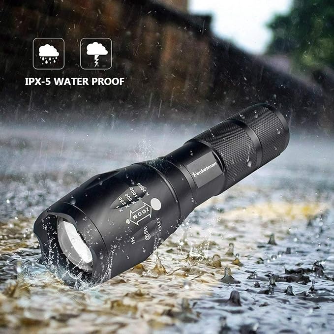 Pocketman LED Tactical Flashlight Super Bright LED Flashlights Portable Outdoor Water Resistant