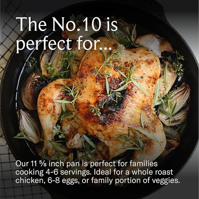 Field Company 11.63 Inch (Large) Cast Iron Skillet – No.10, Perfect for 4-6 Servings, Lightweight &
