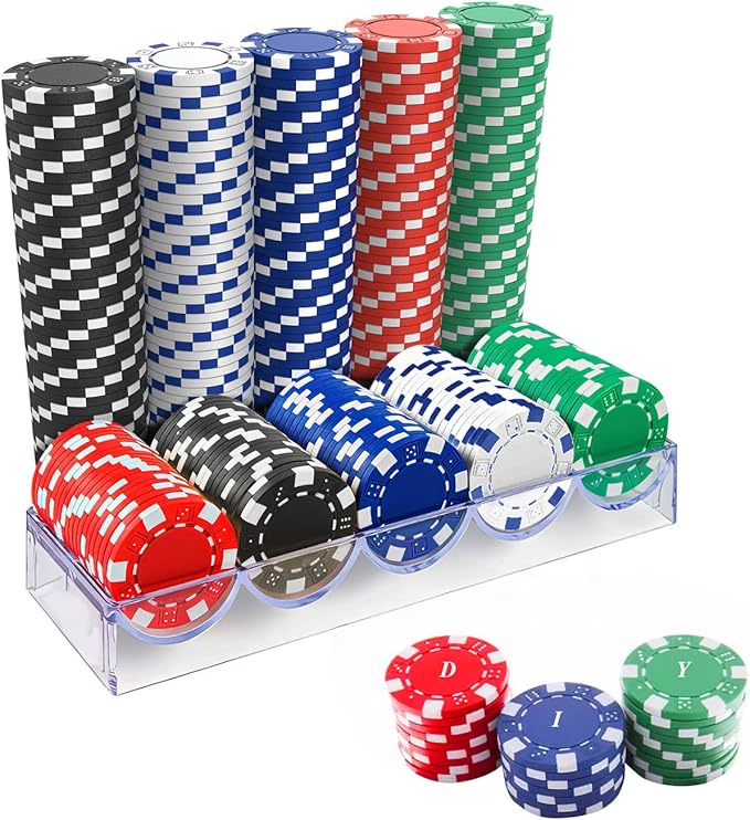 100Pcs Professional Poker Chip with Storage Box, 5 Colors Casino Poker Chips Set, 11.5 Gram Clay