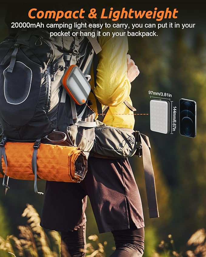 Eventek LED Camping Lantern Rechargeable, 20000mAh Portable Camping Lights up to 144 Hours & 4