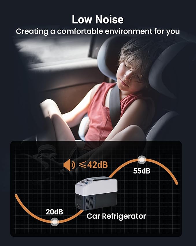 Portable Car Refrigerator, 12 Volt Refrigerator, Slim Design, 0℉~50℉, 17 Quart(16L) Electric