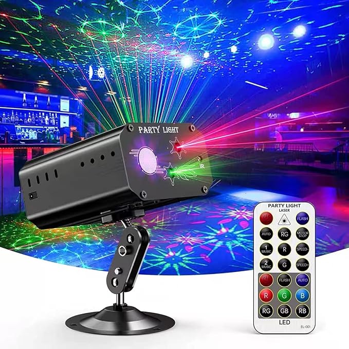 Mini Party Lights Dj Disco Strobe Stage Lights Sound Activated Laser Llights Projector with Remote