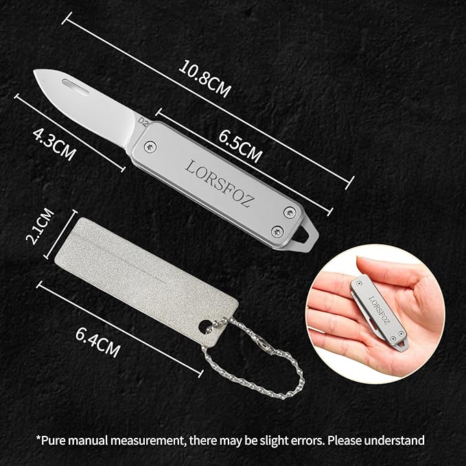 Stainless steel mini folding knife, portable key chain knife and small portable grindstone and