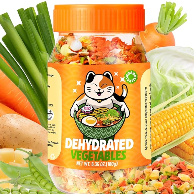 Dehydrated Dried Vegetables Ramen Toppings - 6.35oz Natural Mixed Vegetable Flakes, Noodle Soup, No