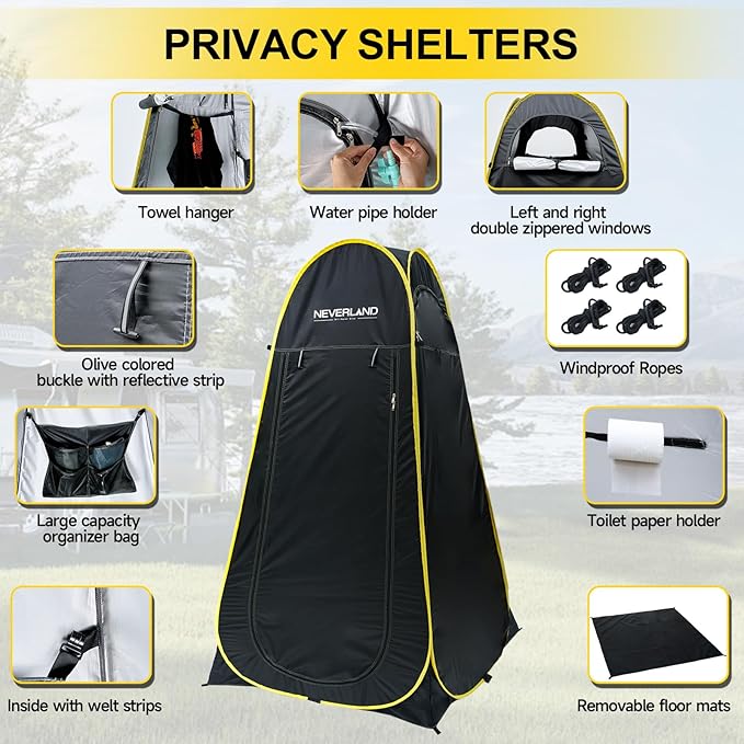 NEVERLAND Pop up Privacy Shower Tent - Portable Changing Shower Tent, Dressing Room, Bathroom