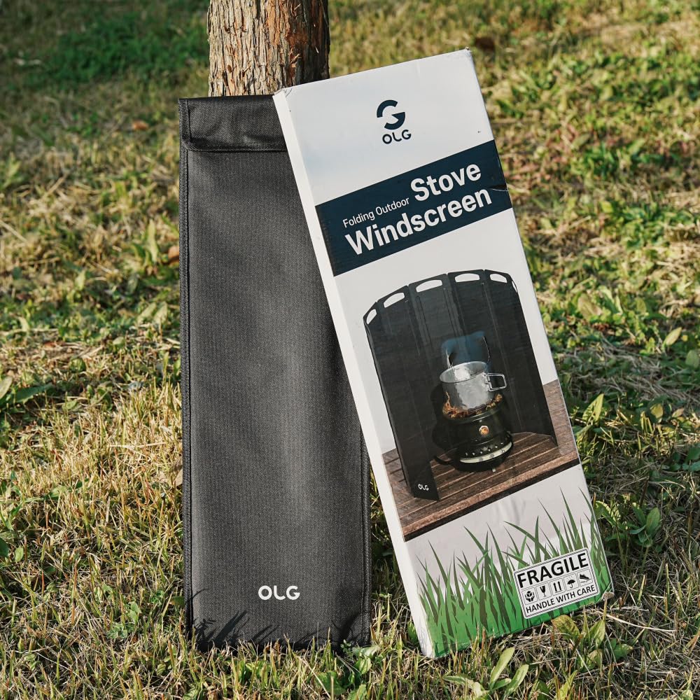 OLG Camp Stove Windscreen 23.6 inch Camping Shield (Tinplate) Wind Screen for Stoves