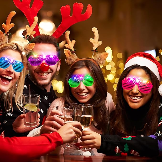 38PCS LED Glasses, Light Up Glasses, 5 Colors, 3 Light Modes, Glow in The Dark Party Supplies, Neon