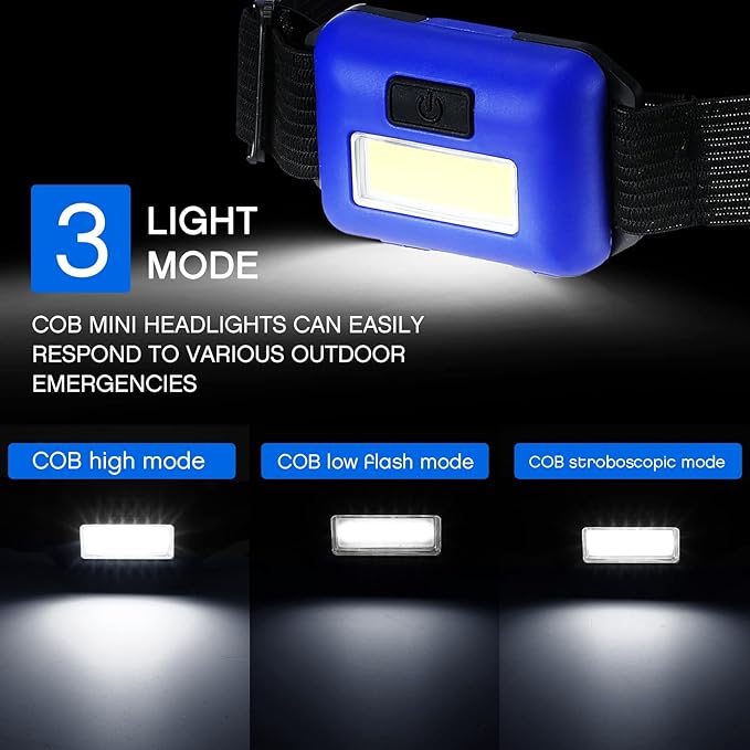 Macarrie 24 LED Headlamp Flashlight, Cob Head Light with 3 Modes, Waterproof Headlamp for Adults