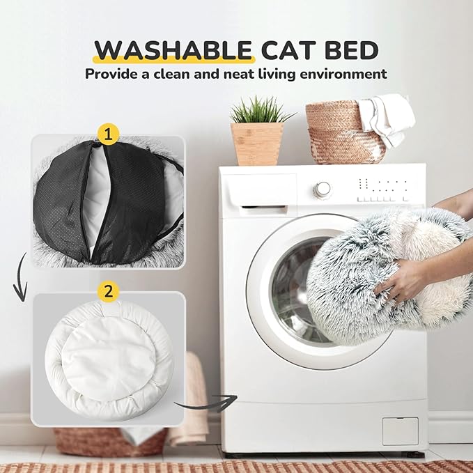 CATISM Cozy Plush Hooded Cat Bed, Indoor/Outdoor, Self-Warming Cave, Removable Washable Non-Slip