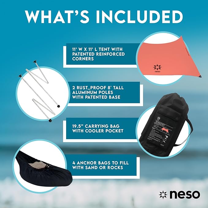 Neso Gigante - Portable Beach Tent - Ideal to Enjoy with Family and Friends - UPF 50+