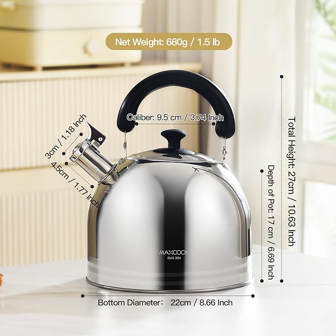 Whistling Tea Kettle for Stovetop, 5L Stainless Steel Tea pot Kettles,Striped frosted water pot