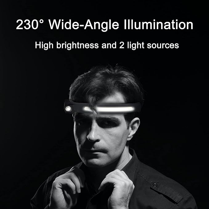 Headlamp Rechargeable, 3Pack Rechargeable LED Headlamps 1200Lumens 2 COB 230°Wide Beam Headlight